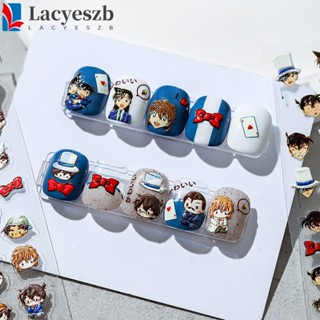 Lacyeszb สติกเกอร์ ลายอนิเมะโคนัน 5D DIY สําหรับติดตกแต่งเล็บ