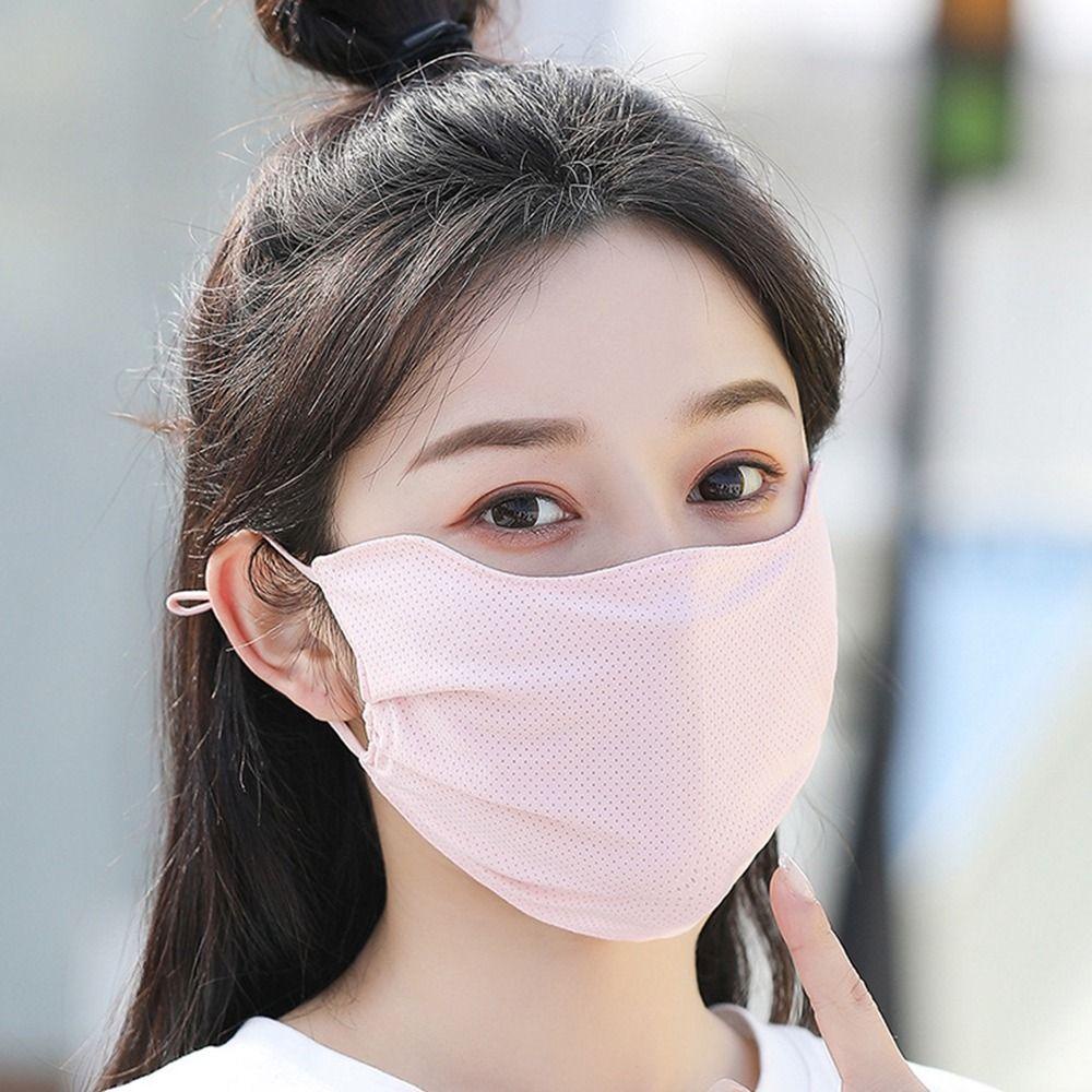 Somedayzl หน้ากากผ้าเรยอน ตกปลา กีฬา ขี่รถ ตาข่าย ป้องกันแสงแดด ฤดูร้อน สีพื้น สําหรับผู้หญิง สําหรับเด็กผู้หญิง หน้ากากกันแดด