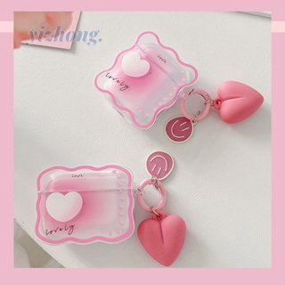 เคสหูฟัง TPU นิ่ม กันหาย กันสิ่งสกปรก กันตก ห้อยจี้ สีชมพู ขาว สําหรับ Airpods Pro 2 3 1