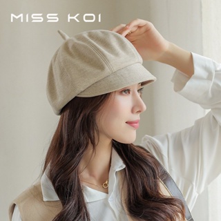 Misskoi [พร้อมส่ง] หมวกเบเร่ต์ ทรงแปดเหลี่ยม ขนาดเล็ก สีพื้น สไตล์เกาหลี ญี่ปุ่น แฟชั่นฤดูใบไม้ผลิ ฤดูใบไม้ร่วง ฤดูหนาว สําหรับผู้หญิง