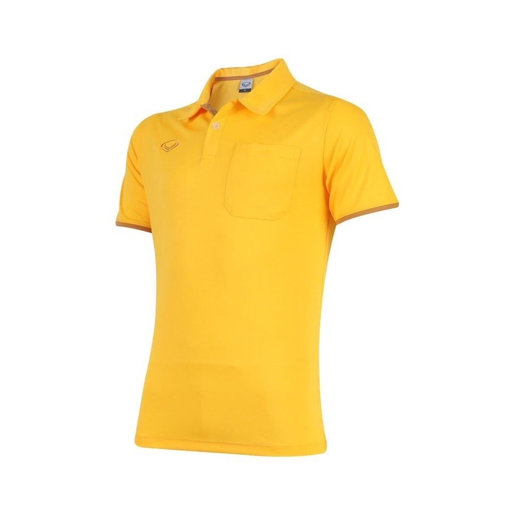 12595 เสื้อโปโลชาย GRAND SPORT เสื้อเหลือง มีกระเป๋า ผ้าไมโคร 100% ทรงสวย ใส่สบายไม่ร้อน ไม่แนบตัว