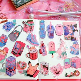 150 ชิ้น / ชุด ❉ Sweet Girls Pink Daily Life &amp; Snacks. สติกเกอร์ Washi ❉ สติกเกอร์ Doodle แฟชั่น กันน้ํา DIY