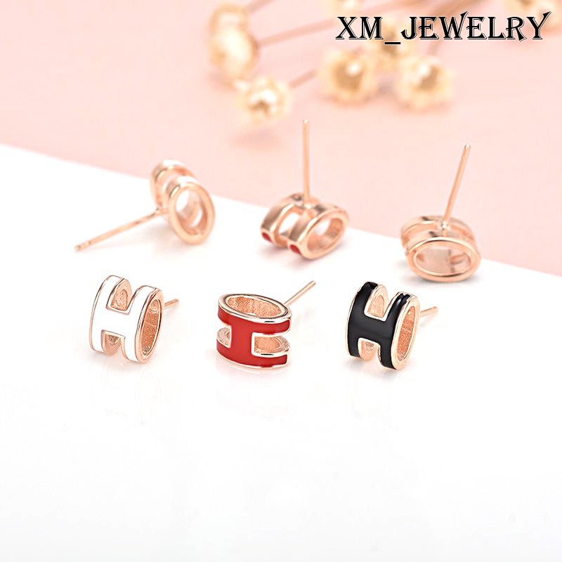 ต่างหูเหล็กไทเทเนียม รูปตัวอักษร สีโรสโกลด์ 18k | เครื่องประดับ ต่างหูสแตนเลส รูปหยดน้ํามัน หรูหรา สําหรับผู้หญิง