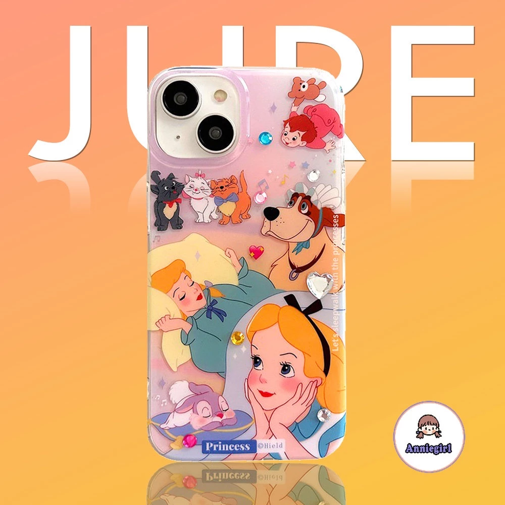 เคสไอโฟน13 ลายการ์ตูนเจ้าหญิง ประดับเพชร สําหรับ Iphone 11 17 16 15 14 Pro MAX เคสไอโฟน 12 13 ProMax Air เคสโทรศัพท์มือถือ กันกระแทก