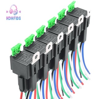 สวิตช์รีเลย์ฟิวส์รถยนต์ 5-Pin SPST 12V 30A อุปกรณ์เสริมรถยนต์ 6 ชิ้น