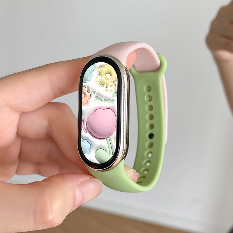 สร้อยข้อมือซิลิโคนสําหรับ Xiaomi Mi Band 10/9/8 เปลี่ยนสายอุปกรณ์เสริม