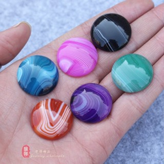 แหวนอาเกตธรรมชาติ ทรงกลม 25 มม. สีแดง สีเขียว สีฟ้า สีดํา สีม่วง DIY