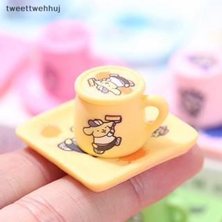 Tw ชุดจานรองแก้วกาแฟจิ๋ว สําหรับตกแต่งบ้านตุ๊กตา 1/12 2 ชิ้น ต่อชุด huj