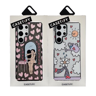 CASETIFY เคสโทรศัพท์มือถือ TPU นิ่ม กันกระแทก ลายดอกไม้ กลิตเตอร์ สําหรับ Samsung Galaxy S23 Ultra Plus S22 Ultra【LOVE care for oneself】