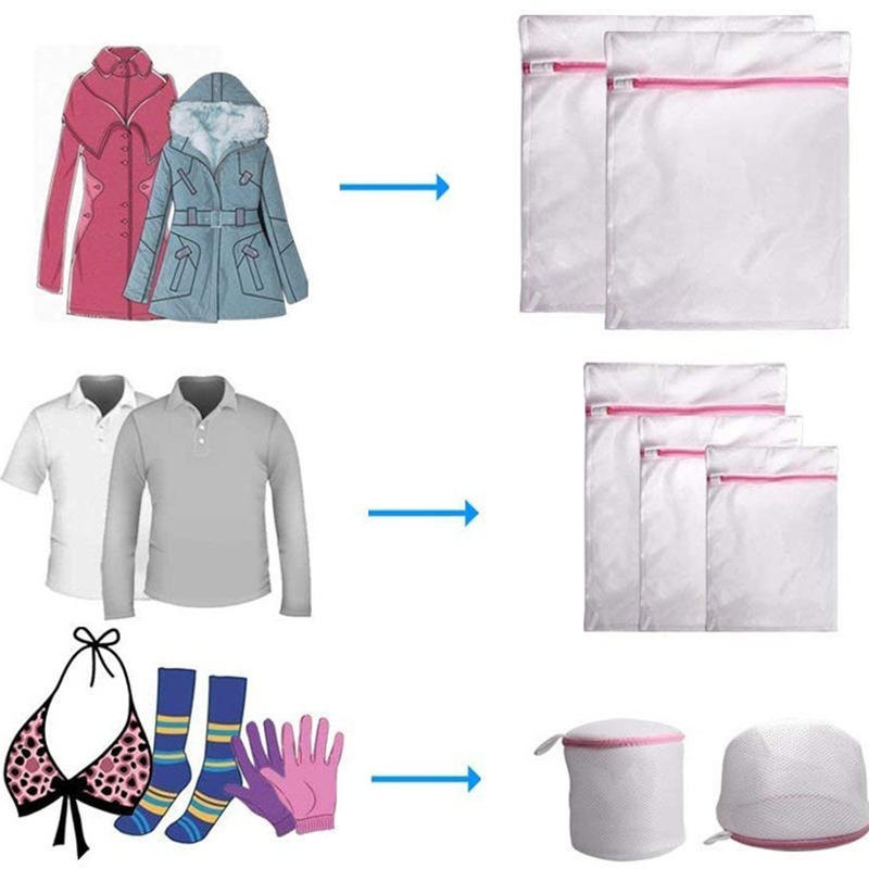 Cozy สีชมพู-ถุงซักผ้า ทนทานและนำกลับมาใช้ใหม่ วัสดุที่ดี ถุงตาข่ายซักผ้าอเนกประสงค์ หลายขนาด - รูปที่ 7