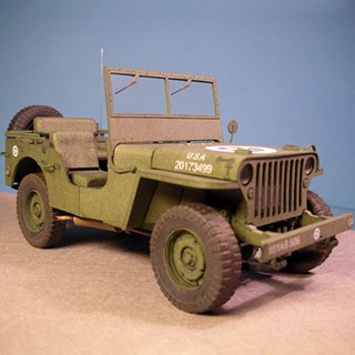 โมเดลยานพาหนะทหาร Willys Jeep 1:25 DIY 008