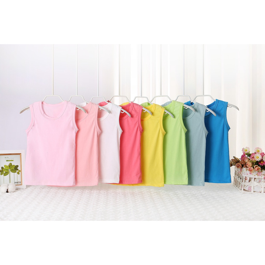 [ZY] เสื้อกล้ามลําลอง ผ้าฝ้ายแท้ แขนกุด รูปตัว I ขนาดเล็ก สีพื้น เข้ากับทุกการแต่งกาย สไตล์เกาหลี สําหรับเด็ก 80-150 ซม.