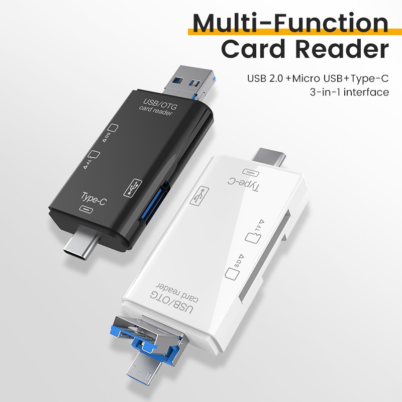 Elough 6 in 1 อะแดปเตอร์การ์ดรีดเดอร์ OTG Type C Micro USB Pen Drive TF SD USB2.0 อเนกประสงค์