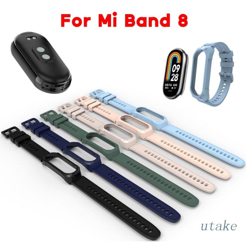 Utakee สายรัดข้อมือ แบบนุ่ม ล้างทําความสะอาดได้ เข็มขัดกันเหงื่อ สําหรับ Mi Band 8 สร้อยข้อมือสมาร์ทวอทช์