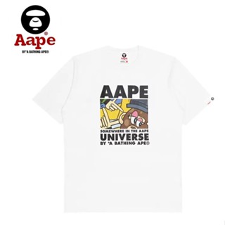 เสื้อยืดแขนสั้นลําลอง คอกลม ผ้าฝ้าย พิมพ์ลายการ์ตูน ape ทรงหลวม แฟชั่นฤดูร้อน สําหรับผู้ชาย และผู้หญิง