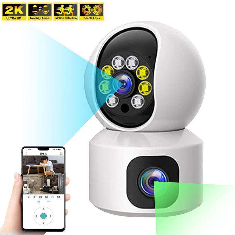 Dual LENs 2K 4MP WiFi IP Camera กล้องวงจรปิด 360° PTZ Smart Home Security Protection Video Monitor B