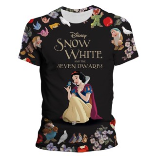 เสื้อยืดแขนสั้นลําลอง พิมพ์ลายการ์ตูนดิสนีย์ Snow White and the Seven Dwarfs พลัสไซซ์ แฟชั่นฤดูร้อน สําหรับผู้ใหญ่