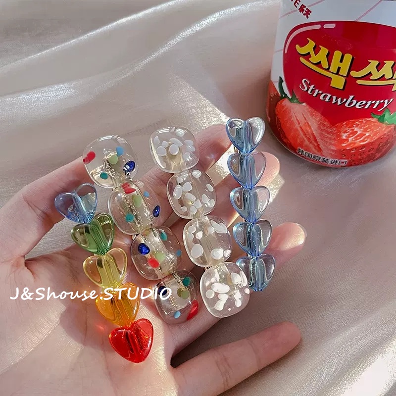 Kf629 ฤดูร้อนสายรุ้งรักบล็อกจุดผมเรียบผมจระเข้คลิป hairpstyle ผู้หญิงอุปกรณ์เสริม