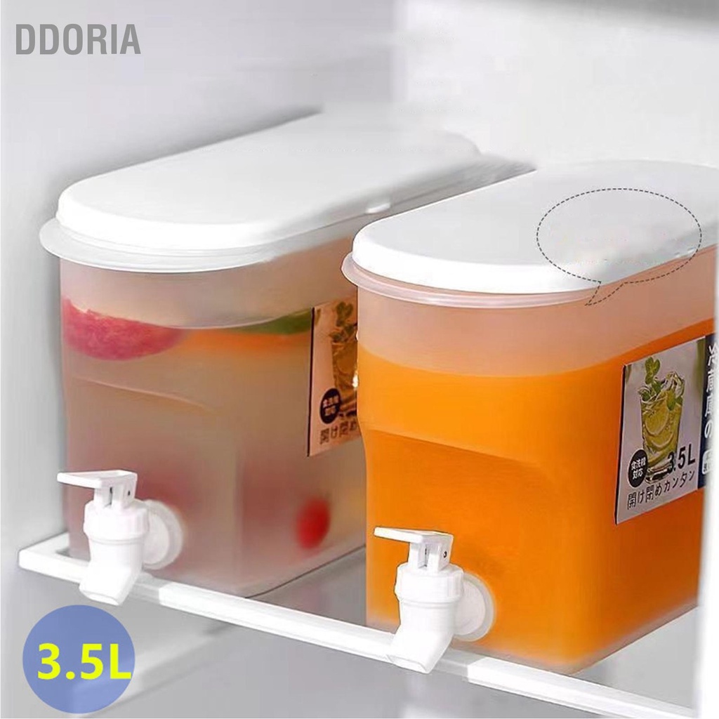 DDORIA เครื่องจ่ายเครื่องดื่มสีขาว 3.5 ลิตรพร้อมหัวจุกฝาขนาดใหญ่รักษาความสดของเครื่องดื่มหัวจุก