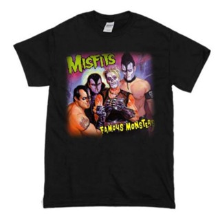 📦พร้อมส่ง T-shirt     BAND MISFITS - Famous Monster / Kaos Baju Pria Hitam Merchandise Band Punk   PRIA WANITA  BAJU R