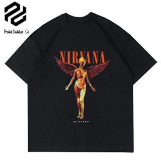 📦พร้อมส่ง  VINTAGE NIRVANA IN UTERO / BAJU NIRVANA / T-SHIRT BAND METAL MUSIK ROCK /  HITAM  LOKAL / TSHIRT RAP TEE /