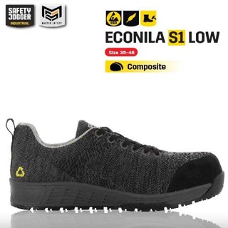 [ของแท้พร้อมส่ง] Safety Jogger รุ่น ECONILA S1 LOW รองเท้าเซฟตี้ น้ำหนักเบา หัวคอมโพสิท กว้างพิเศษ ซับแรงกระแทก ESD