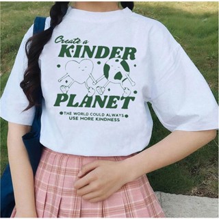 Create A Kinder Planet เสื้อยืดลําลอง แขนสั้น พิมพ์ลายกราฟฟิค สไตล์วินเทจ