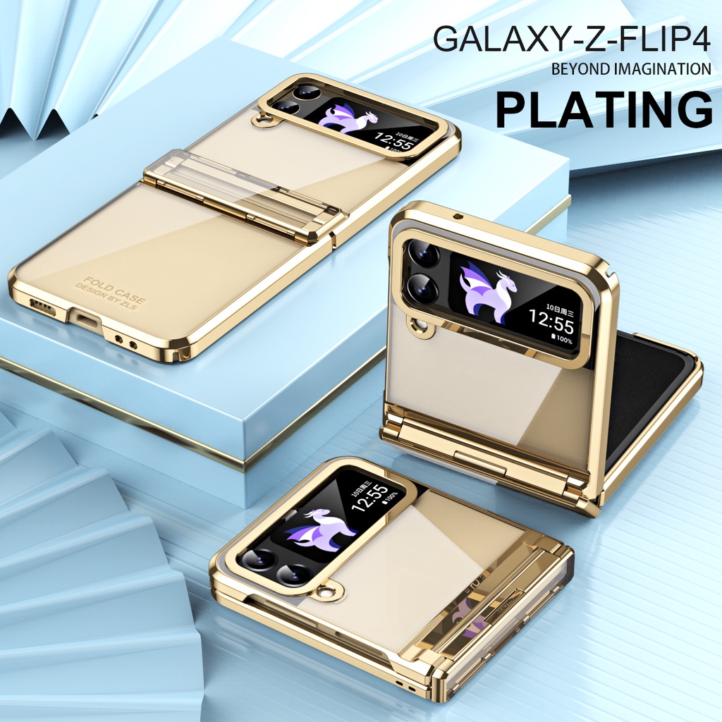 กันกระแทกชุบปลอกบางสําหรับ Samsung Galaxy Z Flip4 Z Flip5 Samsung Z Flip 4 Z Flip 5 ออกแบบเคสโทรศัพท