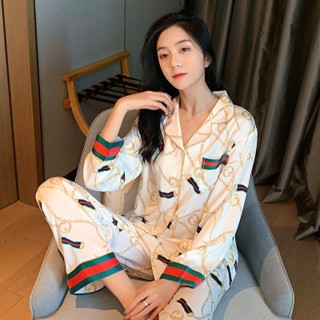 109#新款印花仿真丝睡衣套装女M~~ 2xl