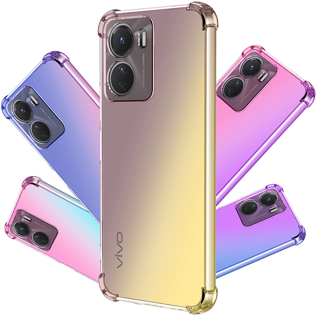 เคสโทรศัพท์ซิลิโคน TPU แบบนิ่ม กันกระแทก ไล่โทนสี สําหรับ VIVO Y16 4G Y15a Y15s Y19 Y20 Y20a Y20i Y20s