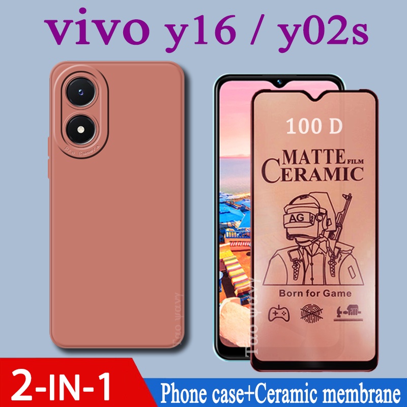 2in1 ฟิล์มกันรอยหน้าจอ เซรามิคนิ่ม สําหรับ VIVO Y16 4G Y02S Y02 4G Y02t Y02A Y15S Y15a Y15CY20 Y20G 