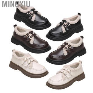 Mingxiu Leather Snow Bootie  Easy Wearing Soft Women Winter Shoes Rubber Bottom  Lining  for Fall