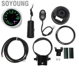 Soyoung Tachometer  Black dial RPM Display 85mm/3.35in  for 12V Motorcycle RV Yacht