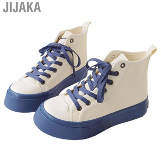 Jijaka Canvas Shoe  White Blue Shoe Lace Up Stylish  for Date