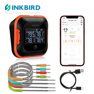 Inkbird IBT-24S เครื่องวัดอุณหภูมิเนื้อสัตว์ บลูทูธ พร้อมโพรบวัดอุณหภูมิ 4 สี ตรวจสอบแบบเรียลไทม์ และดาวน์โหลด เครื่องวัดอุณหภูมิย่าง บาร์บีคิว สําหรับห้องครัว อาหาร สูบบุหรี่