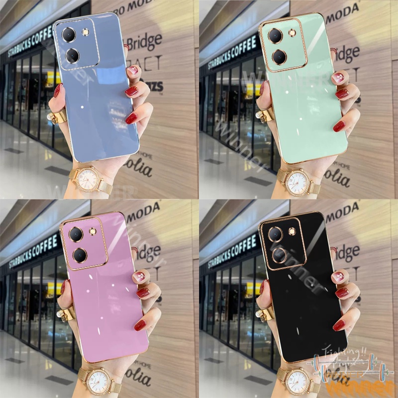 เคส vivo Y36 Y78 Y35 Y02 Y02A Y02S Y15S Y15A Y01 Y22 Y22S โทรศัพท์มือถือแบบนิ่ม ชุบไฟฟ้า กันกระแทก สีพื้น สําหรับ1ZB