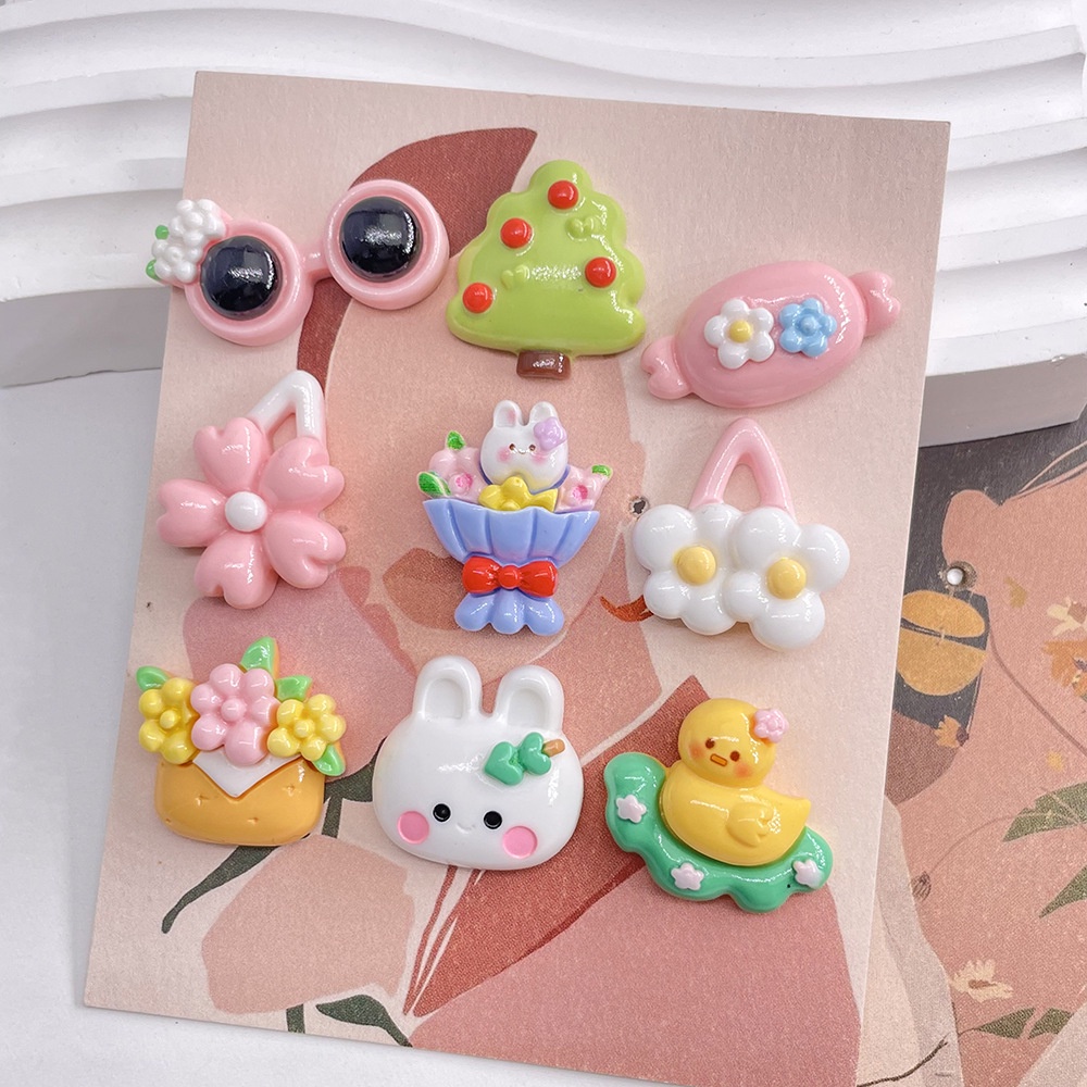 [3#] ชุดเครื่องประดับเรซิ่น รูปการ์ตูนกระต่าย ดอกไม้ แฮนด์เมด diy สําหรับรองเท้า FN