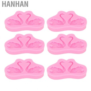 Hanhan 3D Baking Mold  Odorless Silicone Swan Fondant Mold 6pcs Easy Release Multi Functional Dishwasher Safe Flexible  for Chocolate