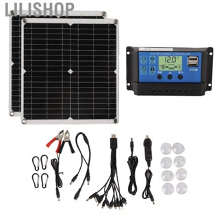 Lilishop Solar Panel Kit  Portable Solar Panel Controller Kit IP65  50W Professional  for Tablets for Outdoor for MP3 for Mountaineering for Hiking