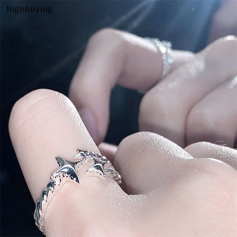 [highbuying] สไตล์เกาหลี สีเงิน Ins เท่ แหวนดาว แฟชั่น เรียบง่าย เปิด แหวนนิ้ว ปรับได้ สําหรับผู้หญิง เครื่องประดับ ของขวัญ ปาร์ตี้ สินค้าใหม่