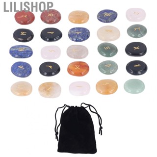 Lilishop 25 Pcs Rune Stone Set Meditation Chakra Healing Stone Crystals Decoration