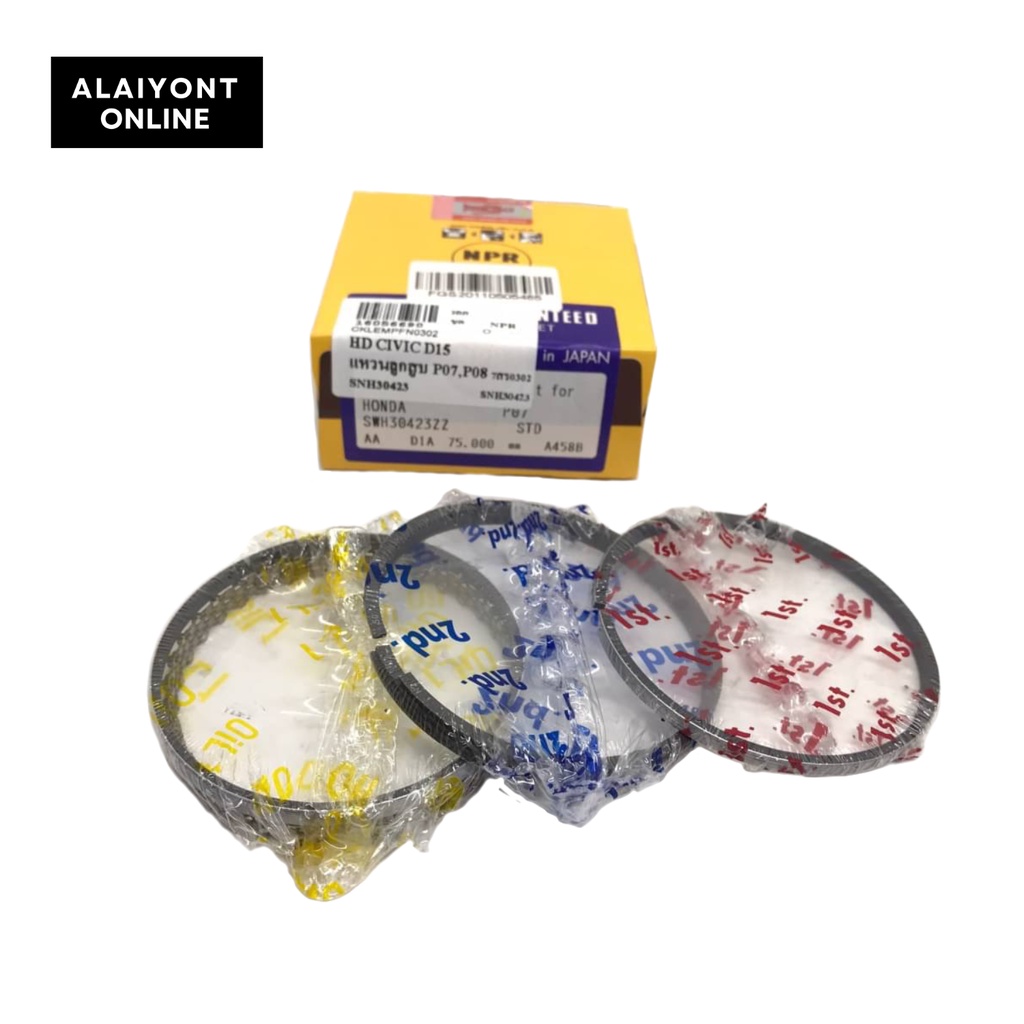 แหวนลูกสูบ Honda D15B (P07,P08) ฮอนด้า เบอร์ SWH30423ZZ ยี่ห้อ NPR ยกเซต สำหรับรถหนึ่งคัน