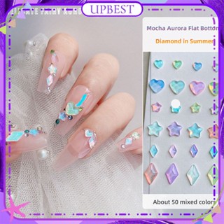 ♕ 50PCS/1Bag Nail Art Stars Mocha Jewelry Flat Bottom Macaron Candy Color Spring Summer Nail Decoration Manicure Tool For Nail Shop 6 Colors UPBEST