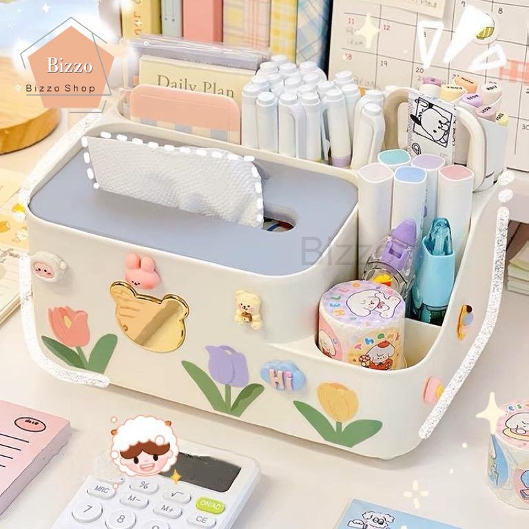 bizzoshop 🍒แถมสติ๊กเกอร์🍒 กล่องทิชชู่ กล่องทิชชู All in one