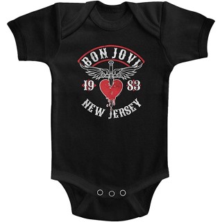 Bon Jovi Rock Band 1983 ชุดรอมเปอร์ จัมพ์สูท ลายหัวใจ สําหรับเด็กทารก CQQH