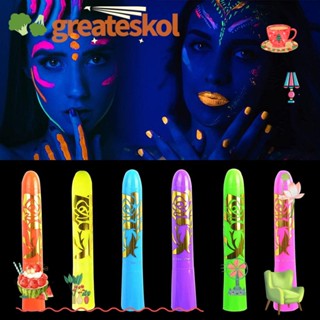 Greateskol 6 ชิ้น / เซต ใบหน้า ดินสอสี สนุก เอฟเฟกต์นีออน เรืองแสงในปากกาวาดภาพ แสงสีดํา