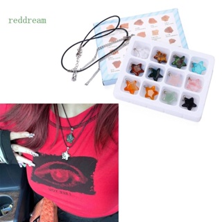 Redd จี้หินธรรมชาติ รูปดาวห้าแฉก สีแดง บรรจุกล่อง เครื่องประดับสําหรับผู้หญิง 12 ชิ้น