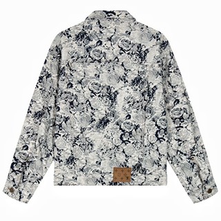 Louis Vuitton เสื้อแจ็กเก็ตยีน 100% พิมพ์ลายดอกไม้ เนื้อละเอียดอ่อน แฟชั่น สําหรับผู้ชาย และผู้หญิง