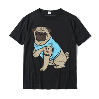 ใหม่ เสื้อยืดลําลอง แขนสั้น คอกลม พิมพ์ลาย Pug I Love Mom น่ารัก ขนาดใหญ่ สําหรับผู้ชาย ผู้หญิง ให้เป็นของขวัญ