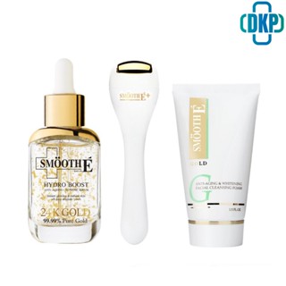 Smooth E Gold Advanced Boosting Set (Roller (Gold),24K Gold  30Ml, Gold Cleansing Foam 1.5 Oz.)[DKP]